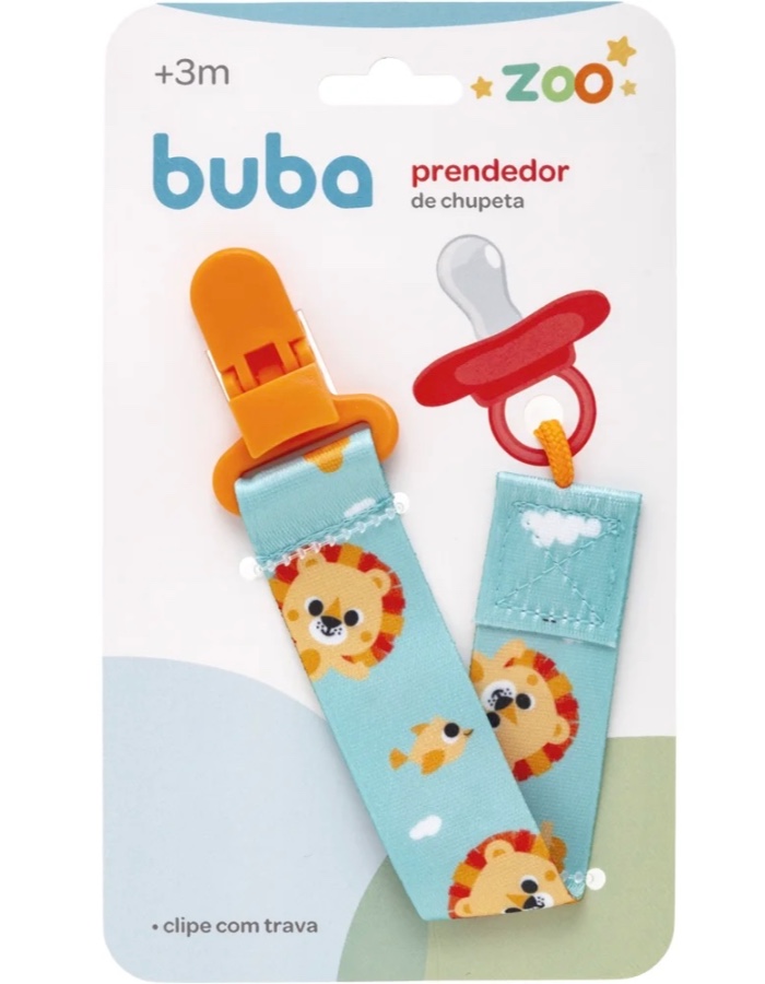 PRENDEDOR DE CHUPETA LEÃO ZOO BUBA 