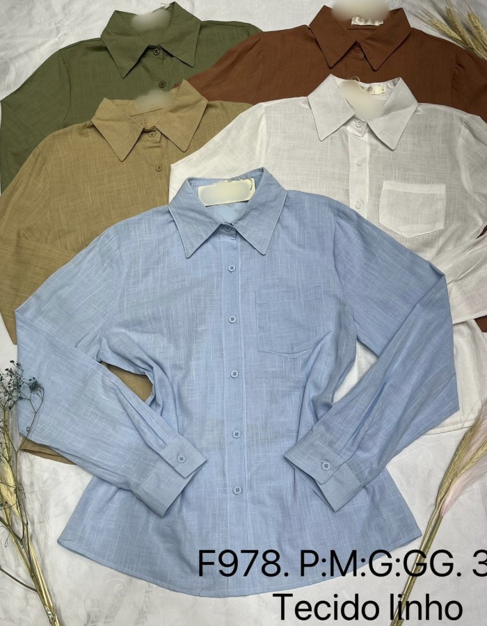 CAMISA TECIDO LINHO COM BOLSO