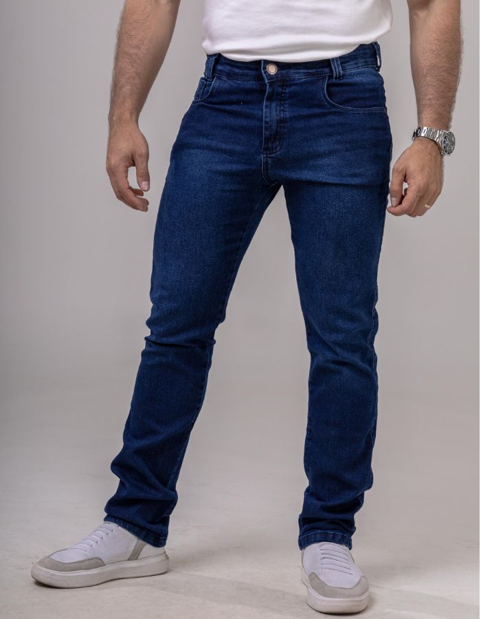 CALÇA CLÁSSICA JEANS DEST. PIST. L. AZUL