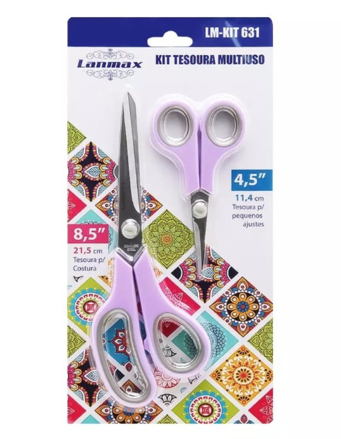 KIT 2 TESOURAS MULTIUSO 4,5'' E 8,5'' POLEGADAS - LANMAX