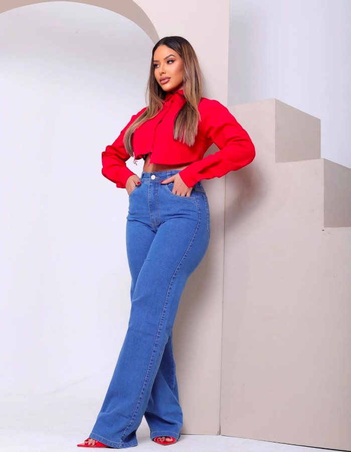 CALÇA JEANS FEMININA ( WIDE LEG )