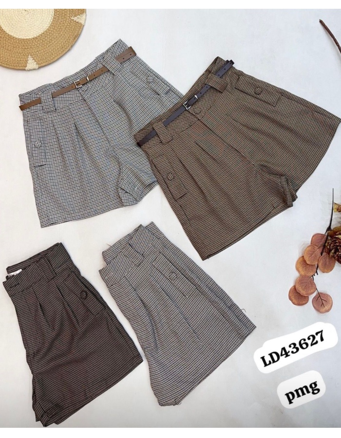 Short xadrez com cinto 