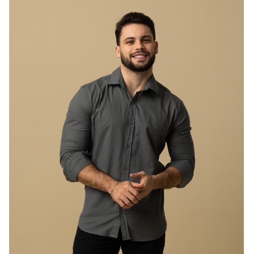 Camisa manga longa linho gola tradicional