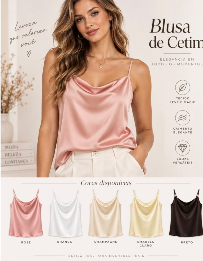 BLUSA CETIM ALÇA COM REGULAGEM