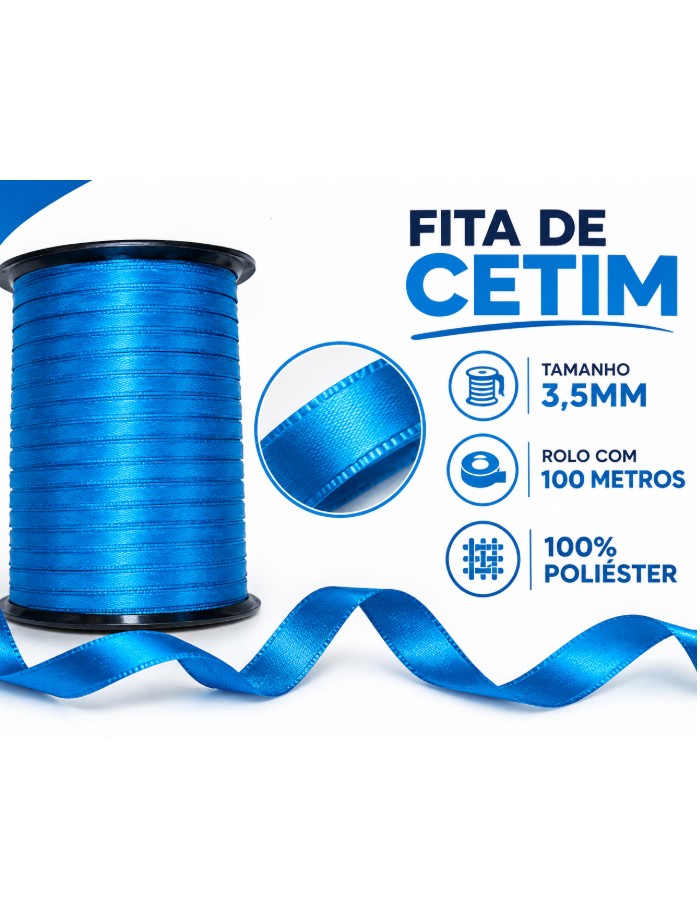 FITA DE CETIM N.00 3,5MM - ROLO C/ 100 METROS