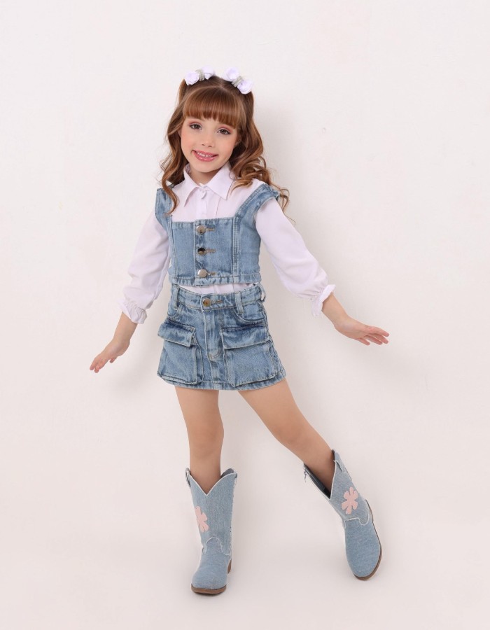 CROPPED JEANS INFANTIL DESGRADEADO 