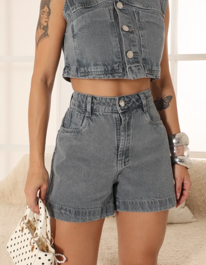 SHORT JEANS / GRAFITE 100%