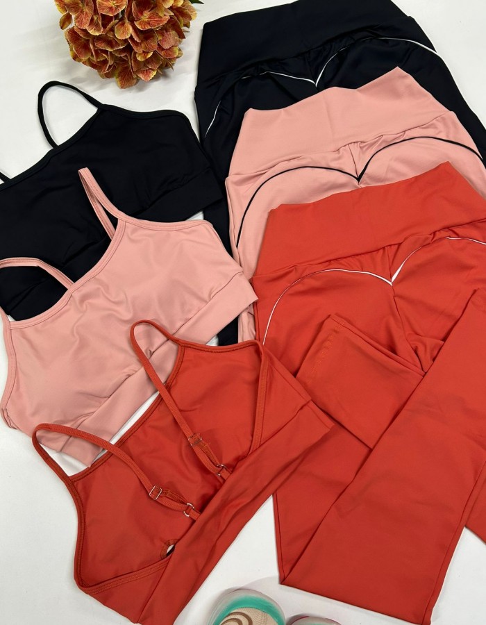 CONJUNTO CALÇA FRIZO TOP ALÇA REGULAGEM