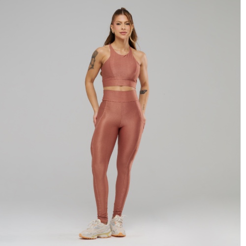 Conjunto de Calça Micro Canelado  com Bolso REF 13 