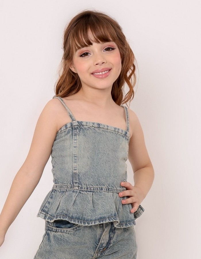 CROPPED JEANS INFANTIL (LAVADO SUJINHO) DESGRADEADO