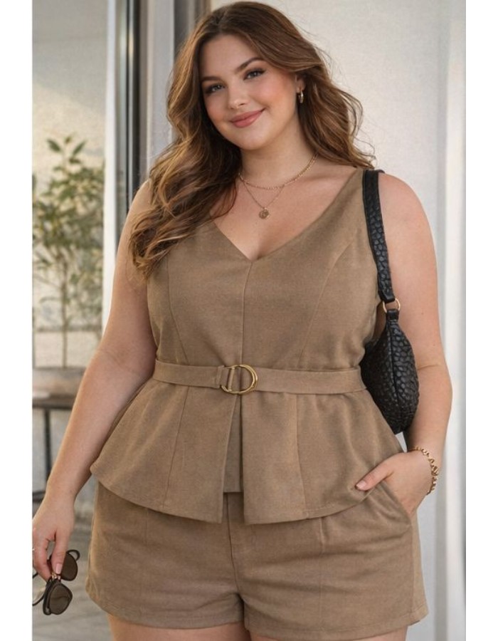 CONJUNTO PLUS SIZE ALFAIATARIA PREMIUM