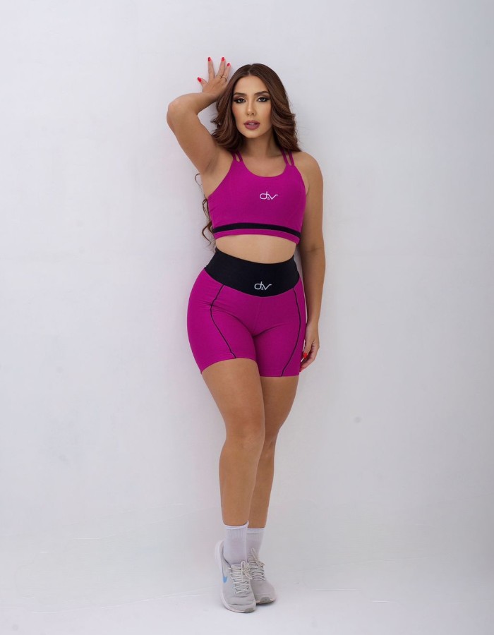 CONJUNTO DE SHORT POLIAMIDA CANELADO C DETALHE