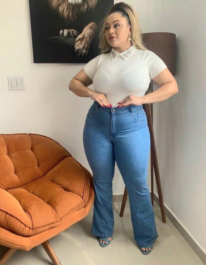 CALÇA FLARE JEANS PLUS