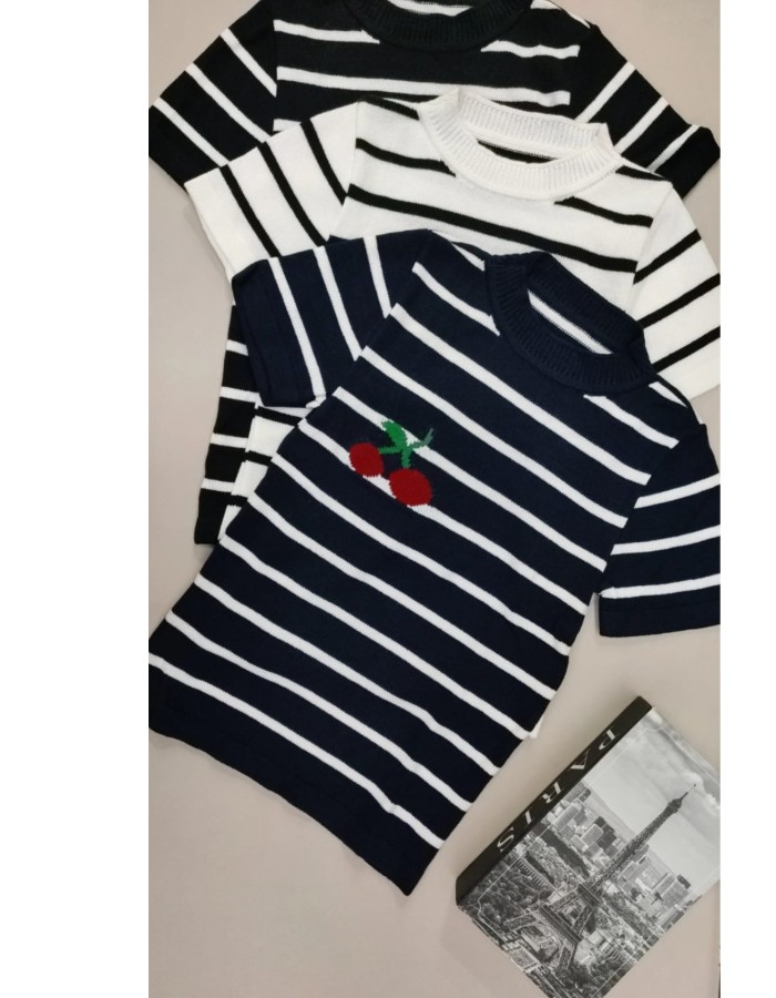 Blusa listra cereja maior