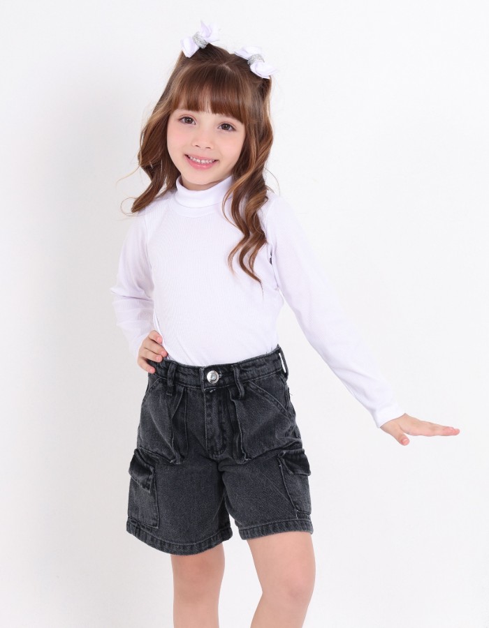 BERMUDA BLACK INFANTIL DESGRADEADA