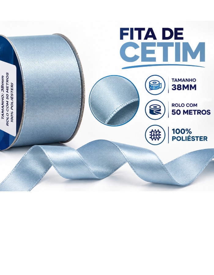 FITA DE CETIM N.9 38MM ROLO C/ 50 METROS