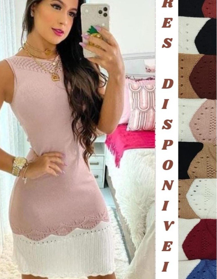 VESTIDO COM DETALHE BRANCO  COM BABADO