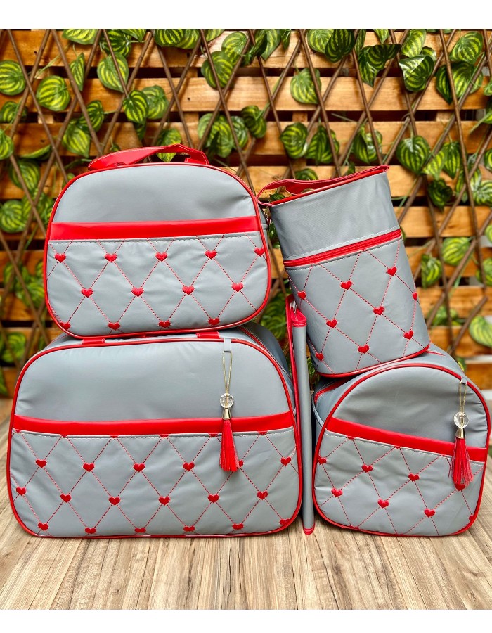 CONJUNTO BOLSA 05 PEÇAS BORDADOS VARIADOS