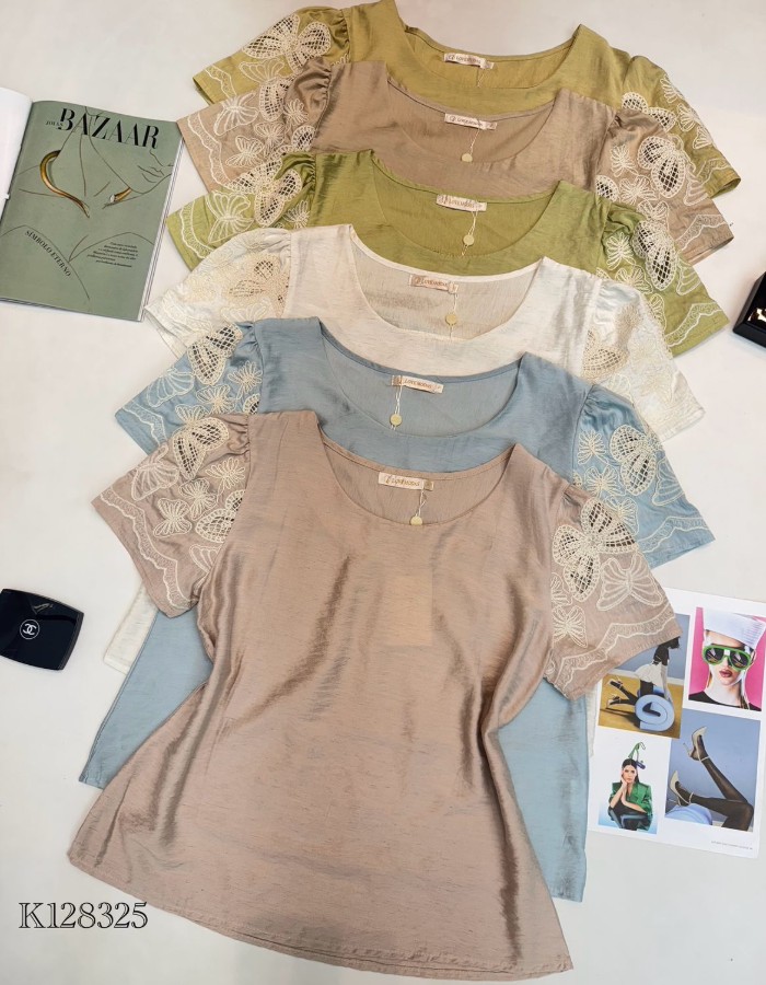 BLUSA CREPE SEDA C/ MANGA DETALHADA