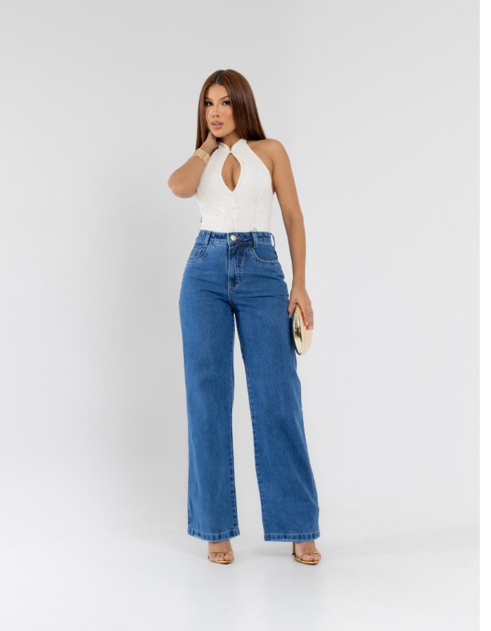 CALÇA WIDE LEG 100% ALGODÃO 