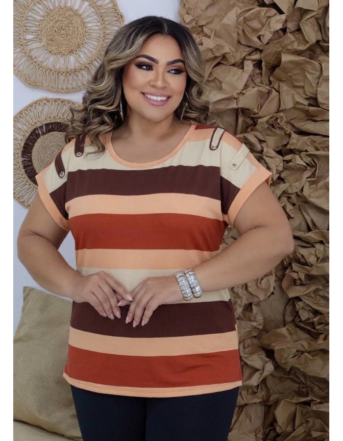 Blusa fio torcido listra 4 botões 