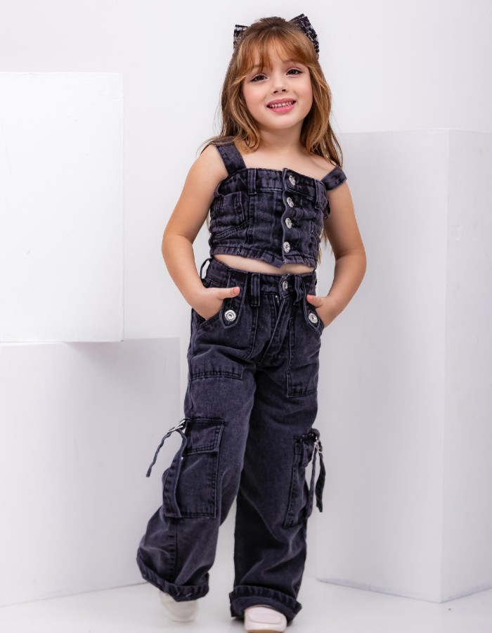 CROPPED BLACK INFANTIL DESGRADEADO