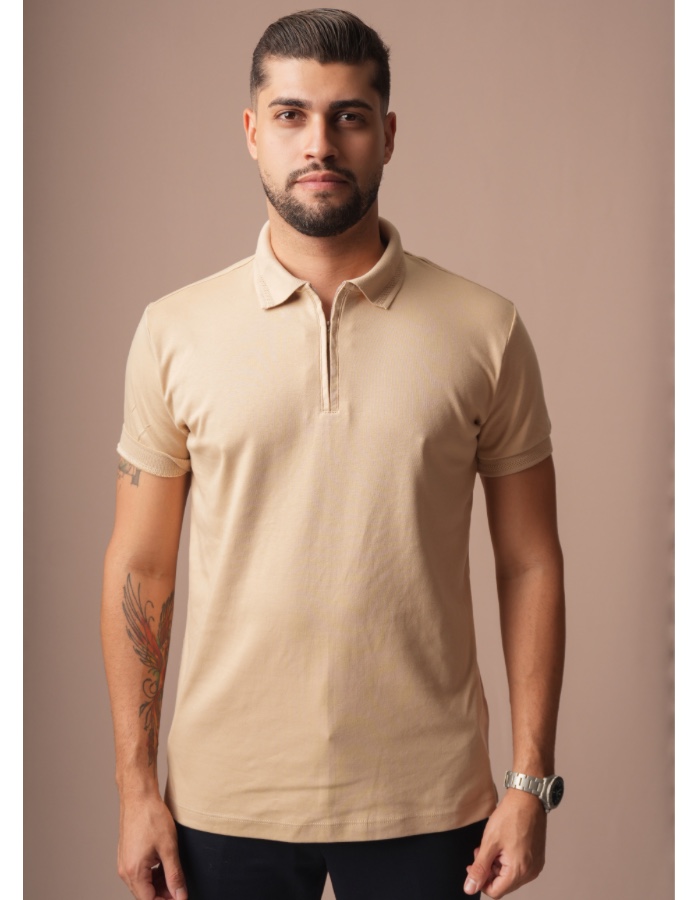 GOLA POLO ZIPER SUEDINE 100% ALGODAO