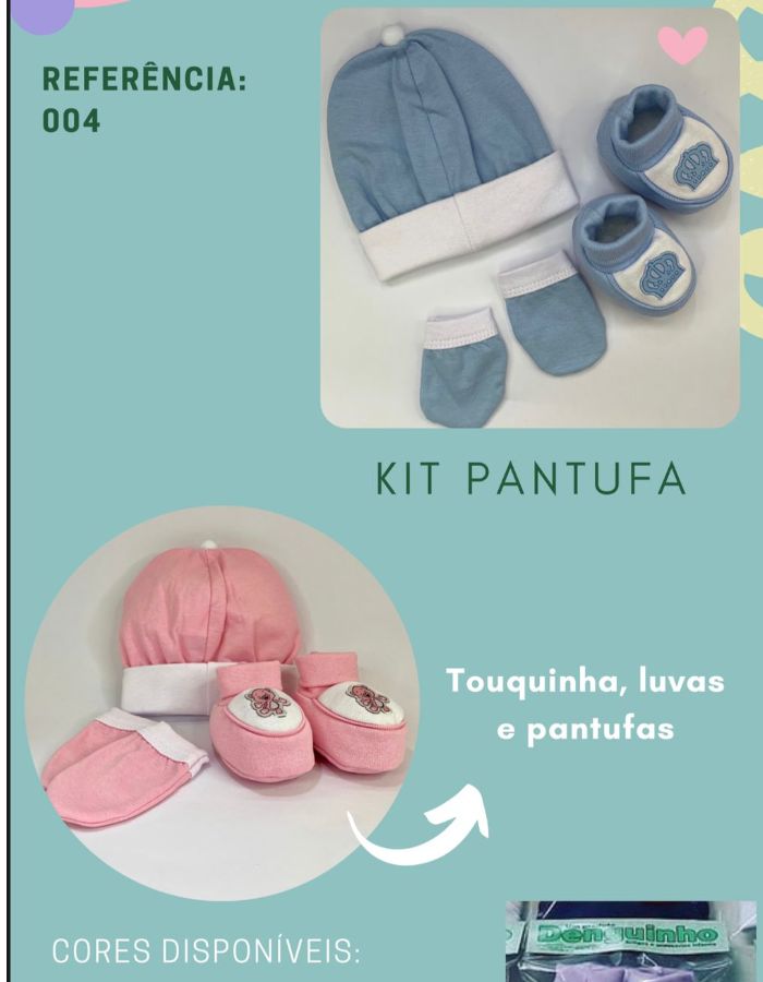 KIT PANTUFA 03 PEÇAS TOUCA, LUVA E PANTUFA