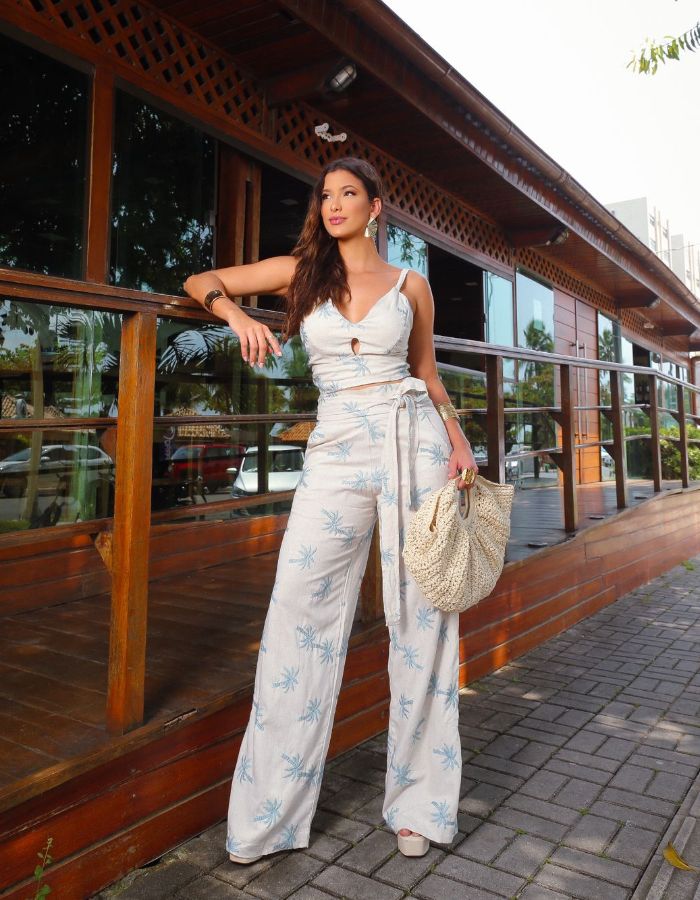 CALÇA BORDADA COQUEIRO