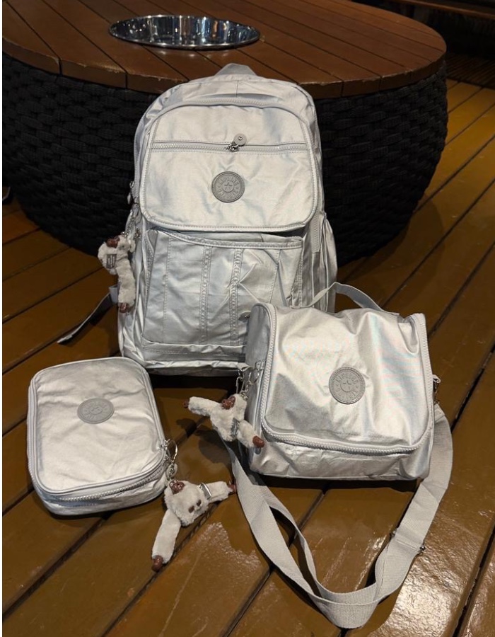 ✨ Kit Kipling Mochila + Lancheira + Estojo • Mentalizado ✨