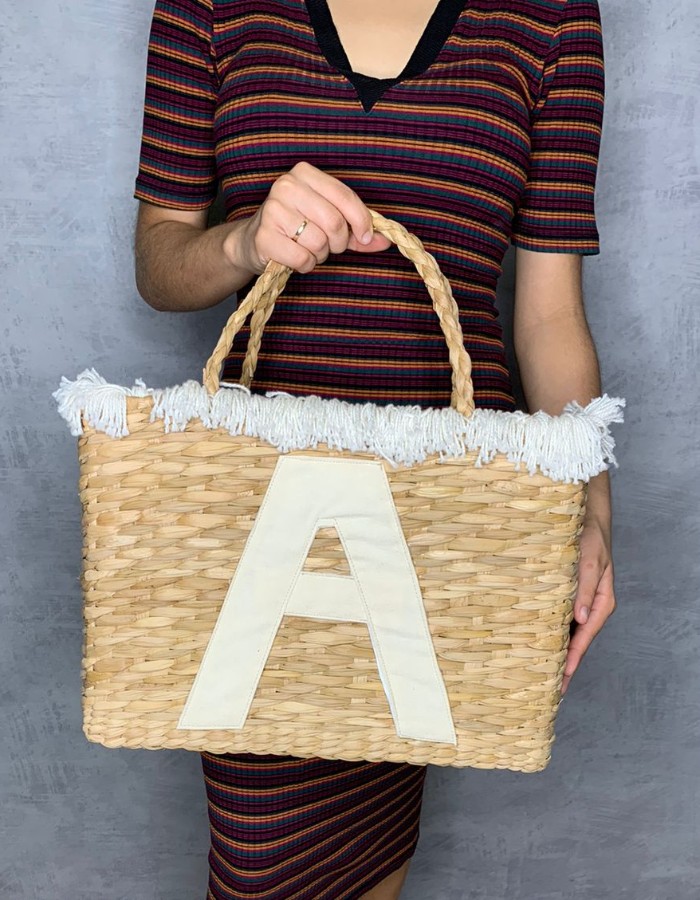 Bolsa de Palha com Iniciais