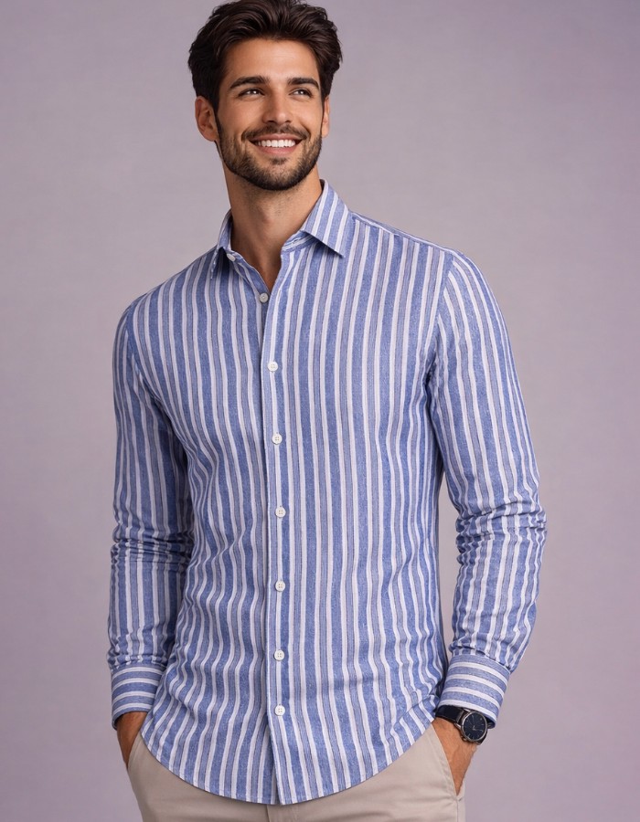 CR - CAMISA SOCIAL CAMBRAIA DE LINHO MANGA LONGA ROME