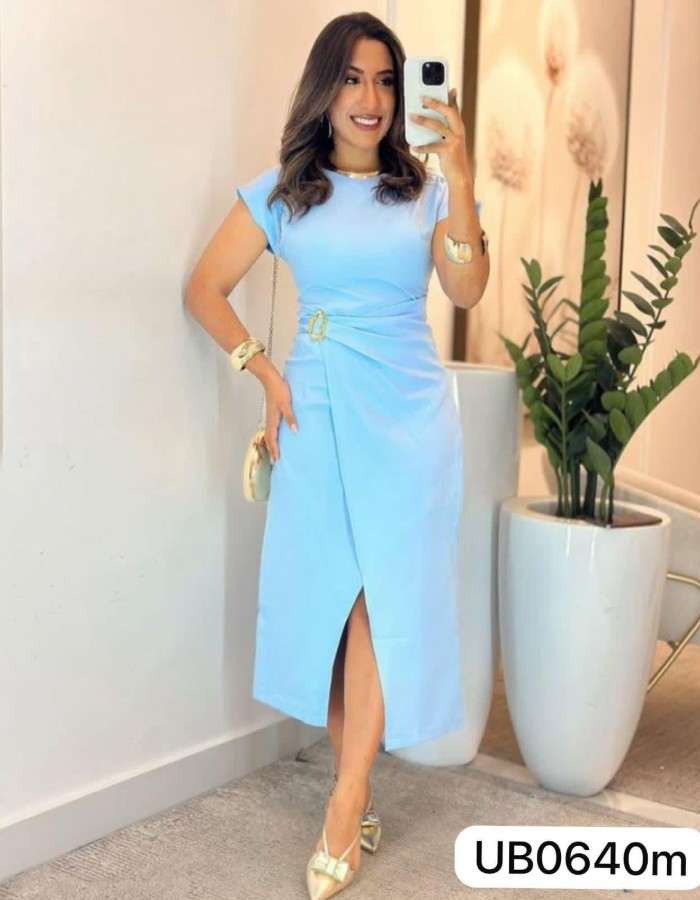 VESTIDO MARANTE  C/FENDA E FIVELA