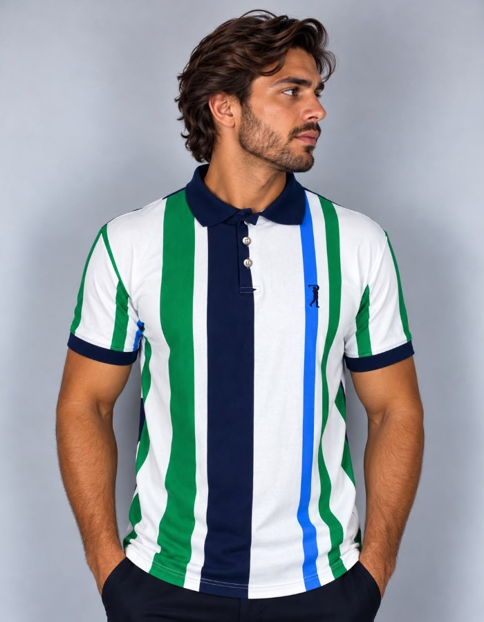 Polo listra vertical (Frente listrada e costa lisa)