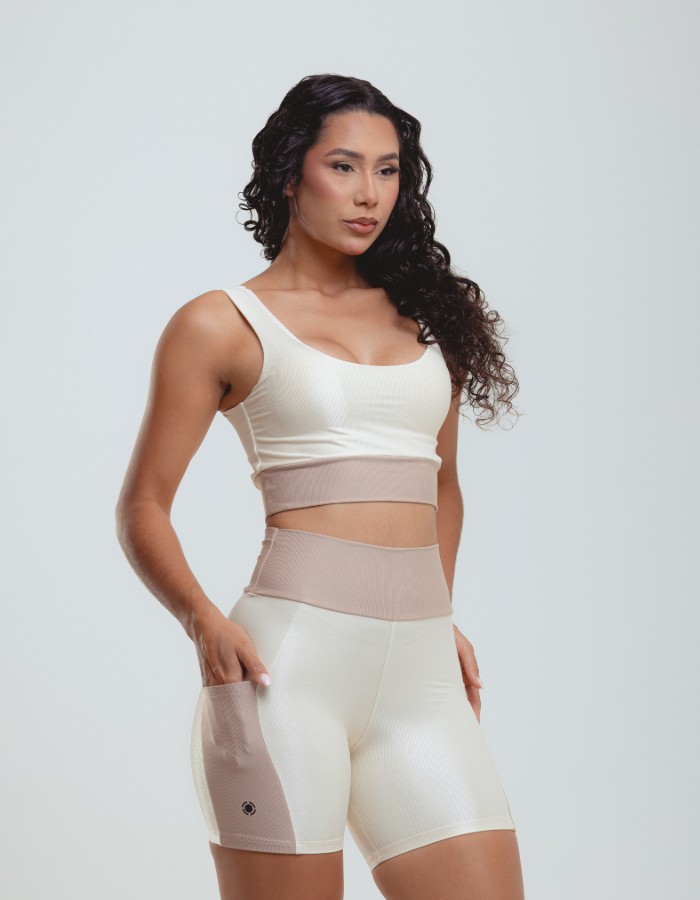 CONJUNTO DE SHORT BICOLOR CANELADINHO 