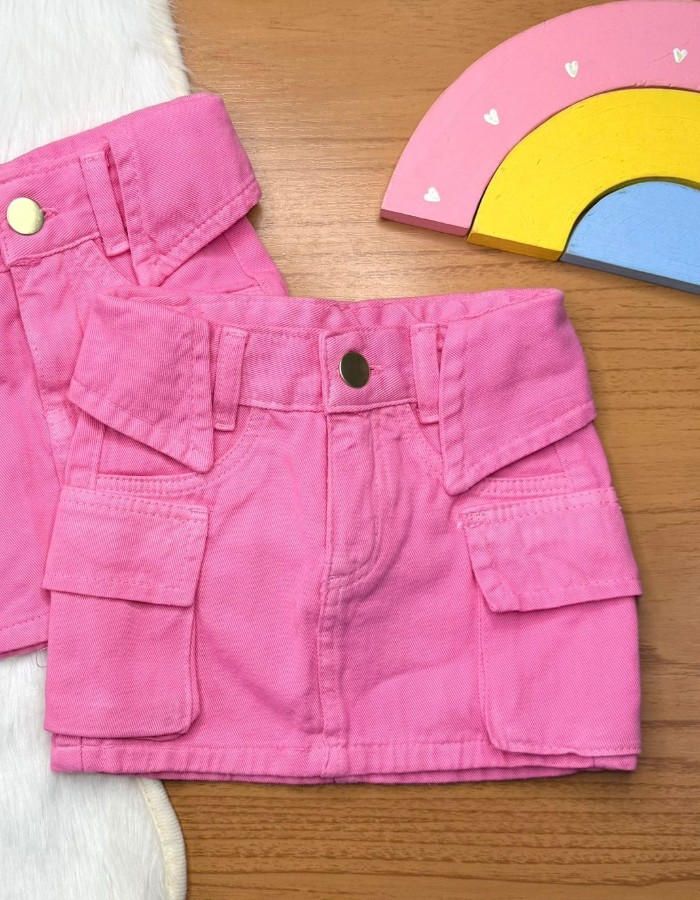SAIA ROSA COM BOLSO CARGO
