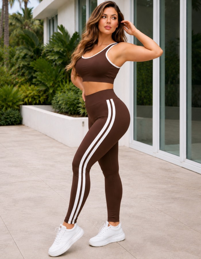 Conjunto de Academia Plus Size com Listras