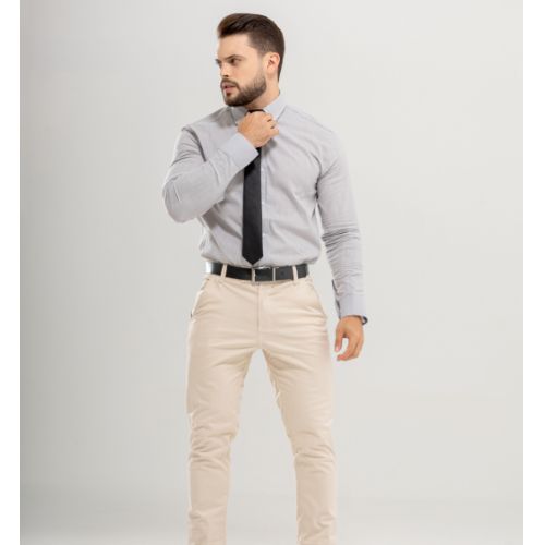 Camisa manga longa linho gola tradicional 