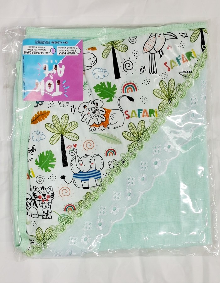 TOALHA FRALDA COM CAPUZ ESTAMPADO TOK ART