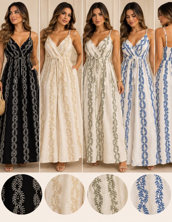 VESTIDO TECIDO IMPORTADO BORDADO