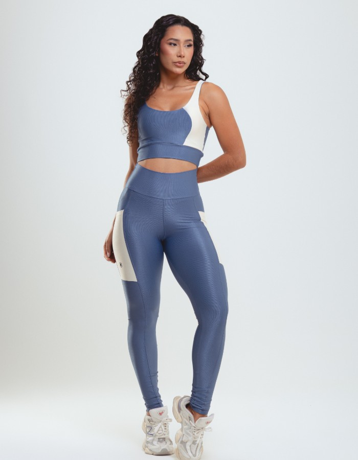 CONJUNTO CALÇA BICOLOR CANELADINHO