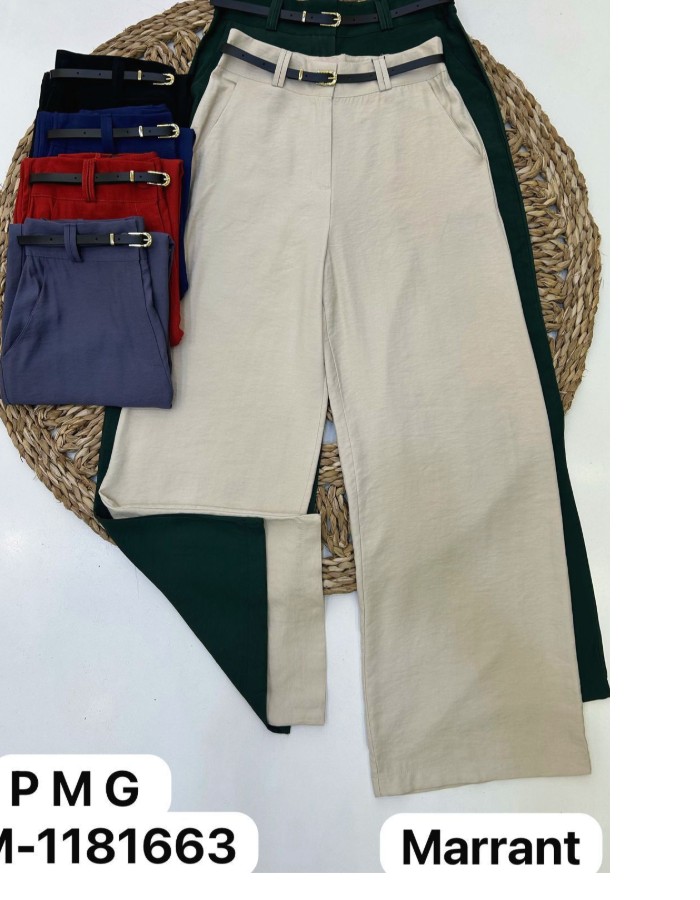 CALÇA TECIDO MARANTE PANTALONA CINTO COURO