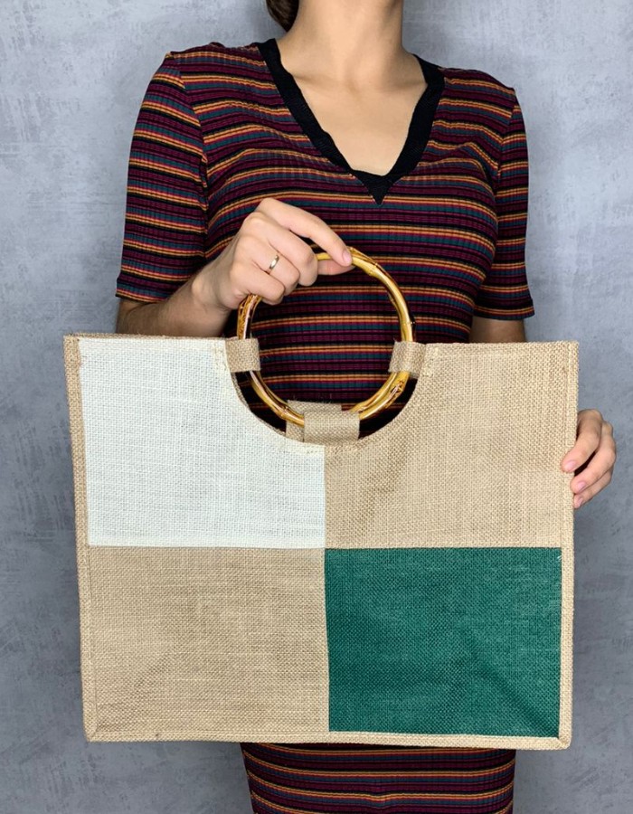 Bolsa Juta com alça de Bamboo 