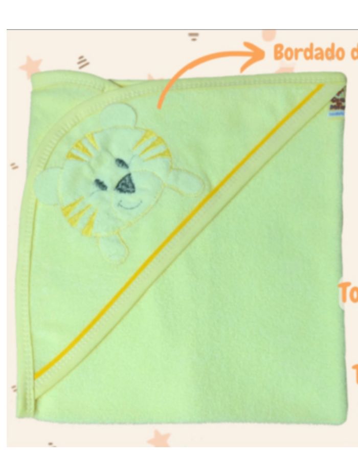 TOALHA C/CAPUZ ORELHA BORDADA MASC E FEM 60X70CM FRUTO DA MALHA 4011