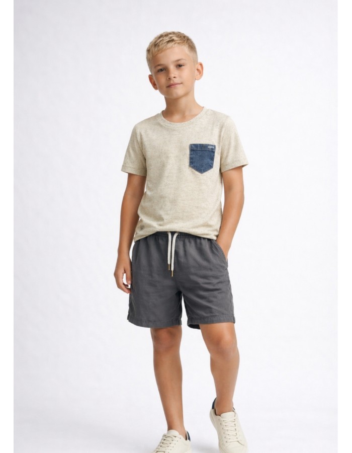 CAMISA DE MALHA LINHO CREME COM BOLSO
