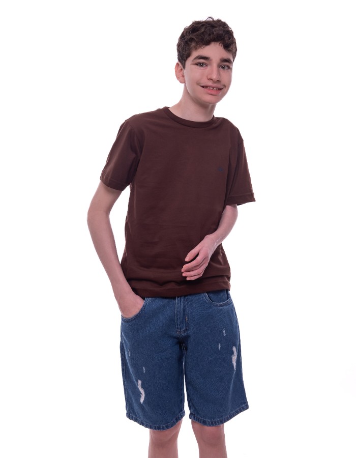 Bermuda jeans 100% algodão masculina juvenil