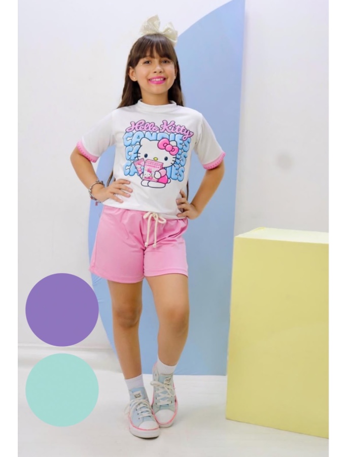 Conjunto hello kitty rosa short 