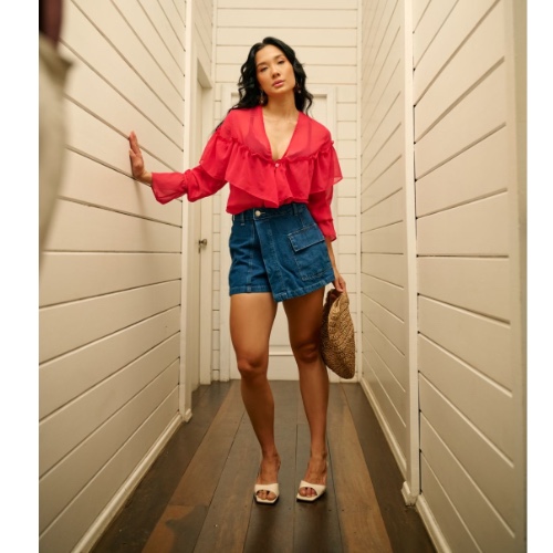 SHORT SAIA SLIM BOLSO CARGO CHAPADO DISTROY 100%