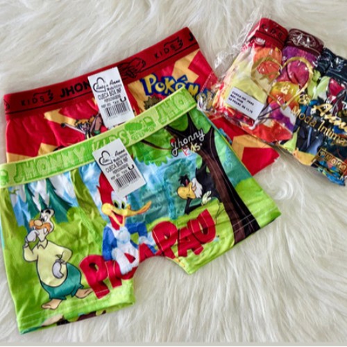 CUECA BOX INFANTIL PERSONAGENS C/04 NA BOLSA