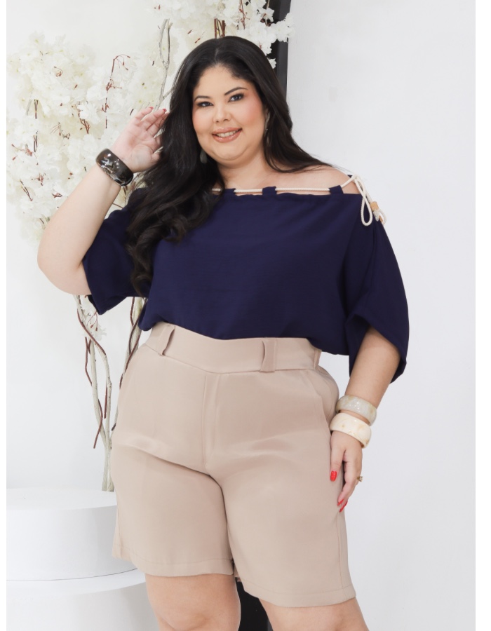 Blusa com cordão em tecido Duna Dubai
